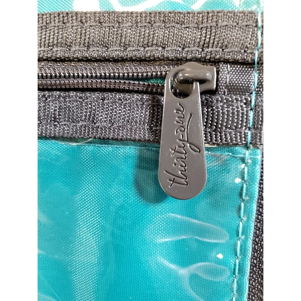 Thirty-One Hanging Traveler Case Black La-Di-Dot Teal Toiletry Bag Organizer